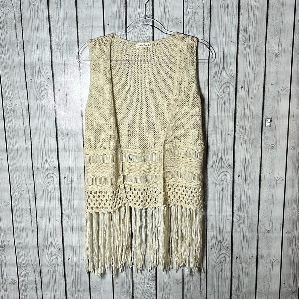Double Zero Fringed Open Cover Up Sz Medium